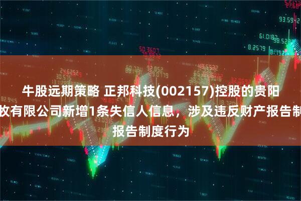 牛股远期策略 正邦科技(002157)控股的贵阳正邦畜牧有限公司新增1条失信人信息，涉及违反财产报告制度行为